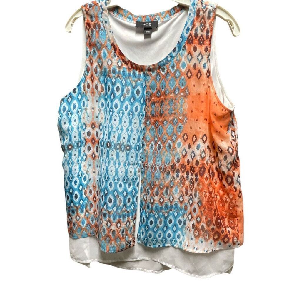 AGB size L layered tunic tank top Aztec print